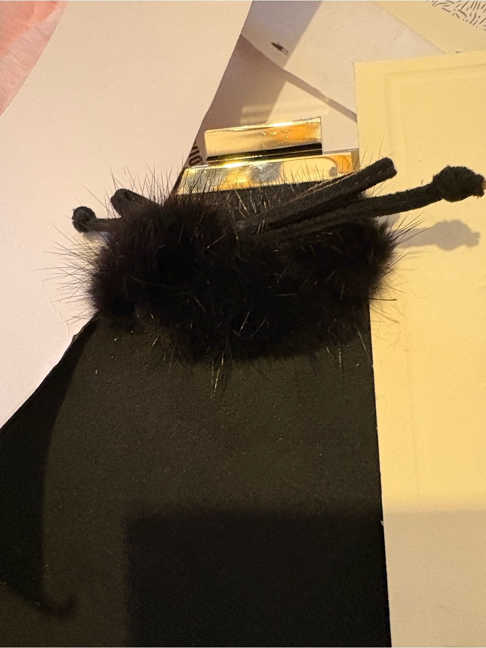 J.Renee Black Evening Clutch with Pom Accent